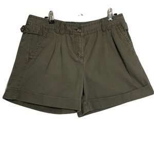Ann Taylor Cuffed Cotton Shorts - Green, Size 8, Button & Fly